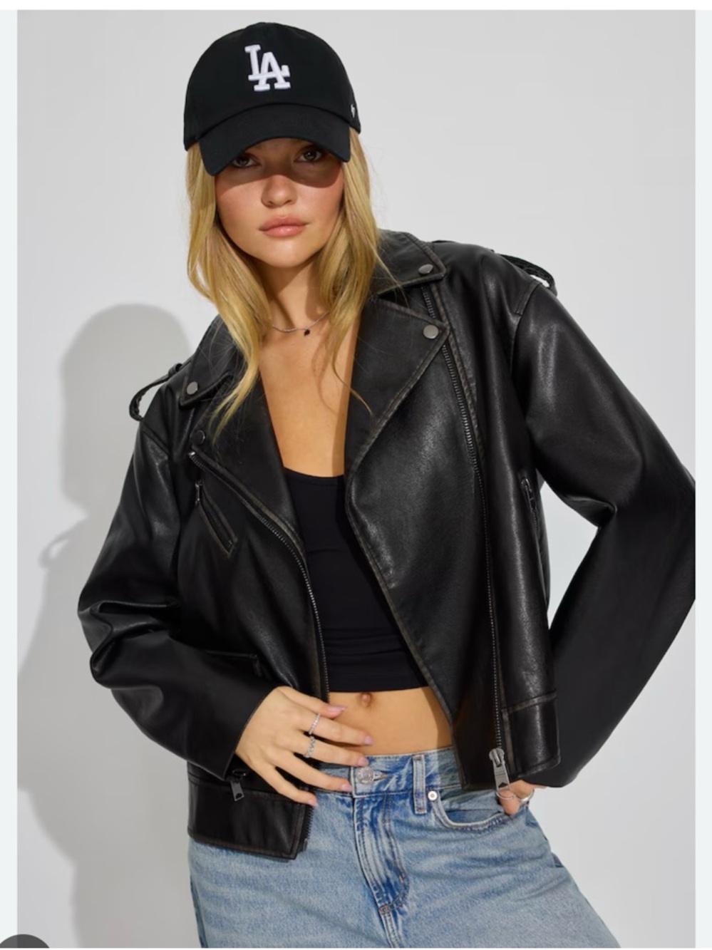 Garage Black Faux Leather Moto Jacket